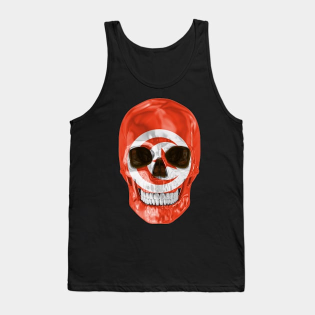 Tunisia Flag Skull - Gift for Tunisian With Roots From Tunisia Tank Top by Country Flags